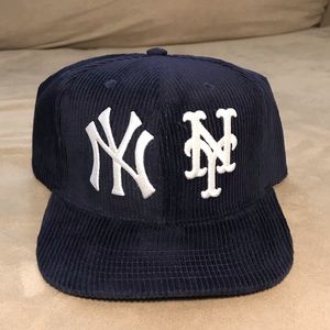 NEW Rare NY Yankees/NY Mets Corduroy Snapback